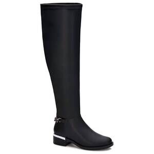 NEW ANDREA women's tall riding boots with chain accent in black